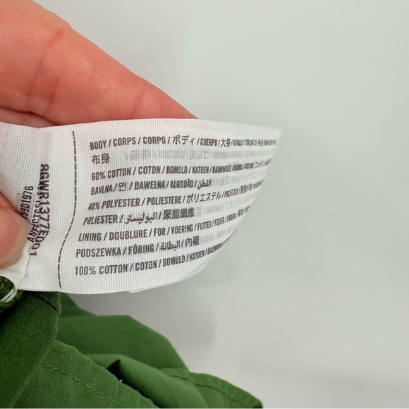 Abercrombie & Fitch Puff Sleeve Smocked Bodice Midi Dress in Green Size S - Picture 8 of 10